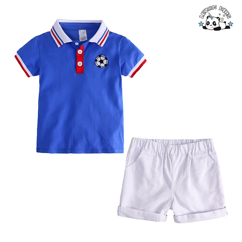 LEZONKIDS - Camisa Polo Manga Curta Arco-Íris Personalizada OEM Inovações Verão Conjunto de Roupas Casuais para Meninos